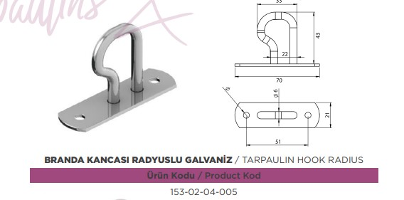 DORSE BRANDA HALAT KOPRUSU 43 MM P TIP GALVENIZ